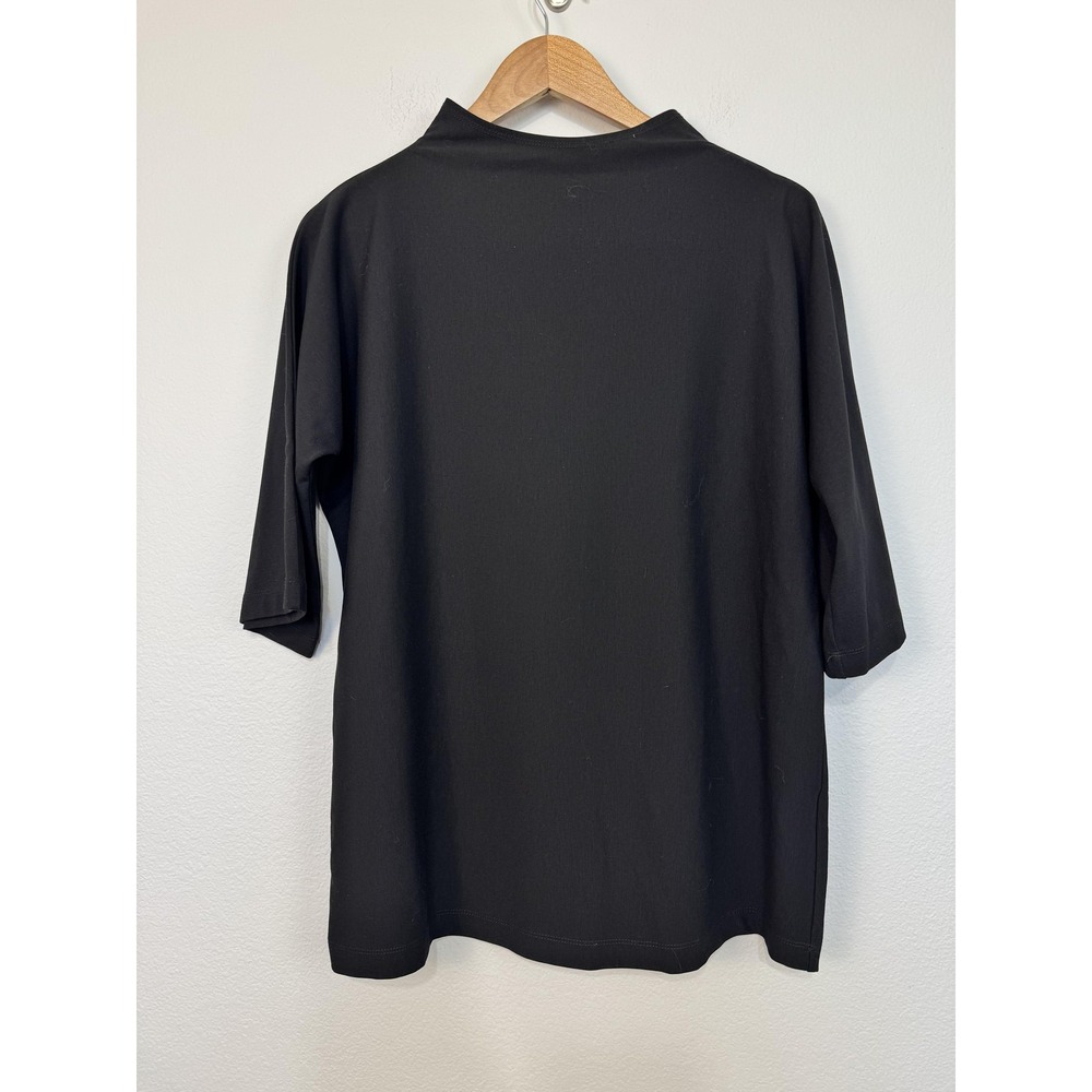 Bryn Walker Shirt Women's XXS Black Mock Neck 3/4 Sleeve Stretch Jersey Pullover